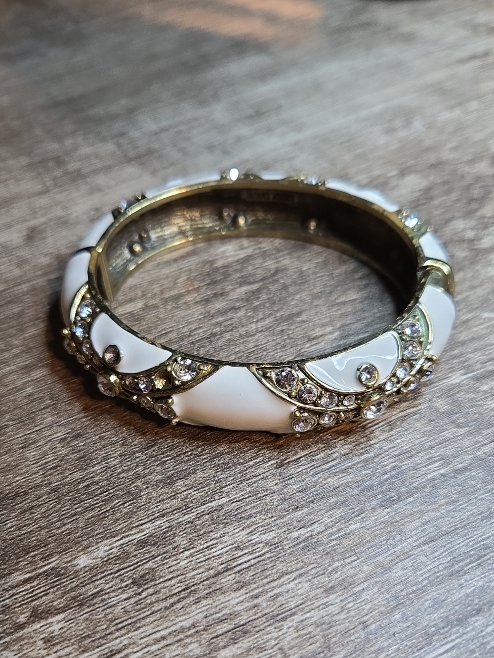 Heidi Daus "Newport Chic" Enamel and Crystal Bangle Bracelet